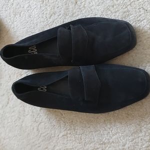 9 and Co suede loafers black soft leather slip on shoes sz 7 holiday dress up